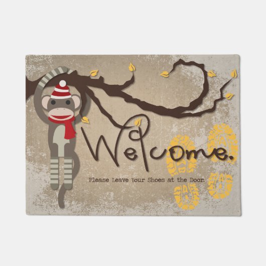 Verlassen Sie Ihre Schuhe am Tür-Socken-Affen Fußmatte (Vorderseite)
