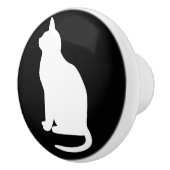 Verlassen Sitzen der weißen Katze Keramikknauf (Rechts)