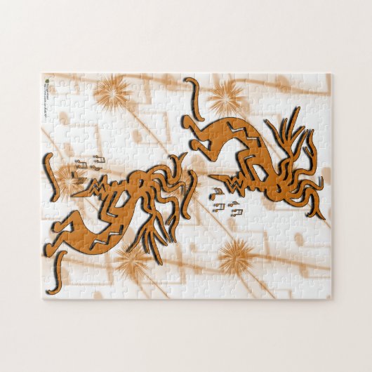 Verlassen und rechtsgerichteter Kokopelli-Musiker Puzzle (Horizontal)