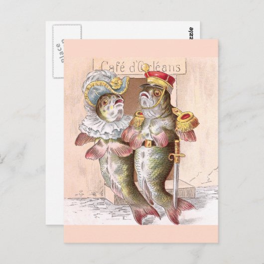 Verlassend Fisch im Restaurant Café Al Porto Postkarte (Vorne/Hinten)