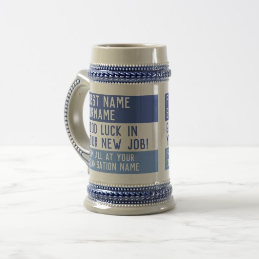 Verlassend Geschenk. Viel Glück in Ihrem neuen Job Bierglas (Vorderseite Links)