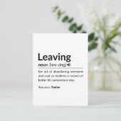 Verlassend Muglustiger Mitarbeiter Feiertagspostkarte (Stehend Vorderseite)