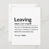 Verlassend Muglustiger Mitarbeiter Feiertagspostkarte (Vorne/Hinten)