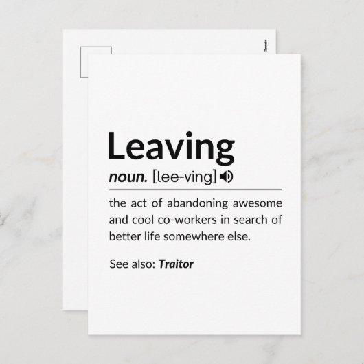 Verlassend Muglustiger Mitarbeiter Feiertagspostkarte (Vorne/Hinten)