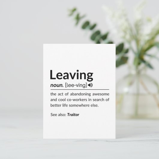 Verlassend Muglustiger Mitarbeiter Postkarte (Stehend Vorderseite)