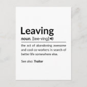 Verlassend Muglustiger Mitarbeiter Postkarte (Vorderseite)