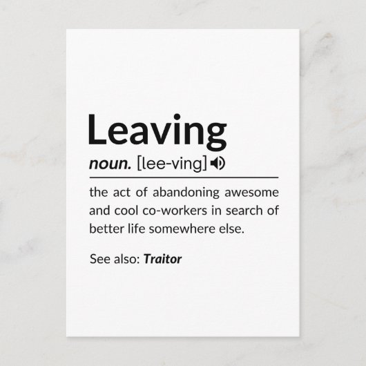 Verlassend Muglustiger Mitarbeiter Postkarte (Vorderseite)