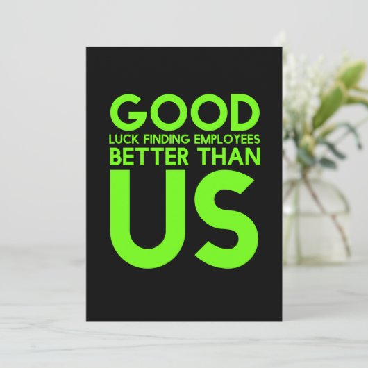 Verlassend oder gefeuerte Mitarbeiter, die lustige Dankeskarte (Stehend Vorderseite)