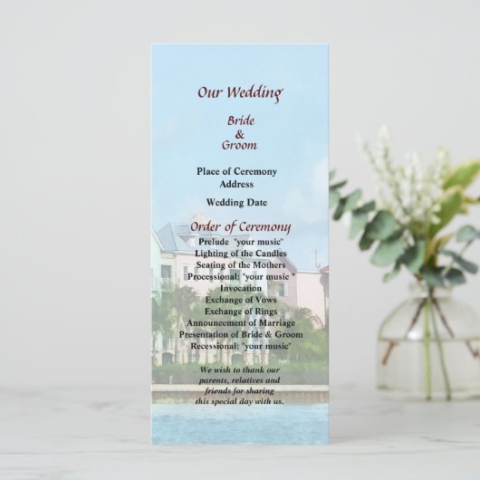 Verlassend Paradise Island Hochzeitsprogramm Programm (Stehend Vorderseite)