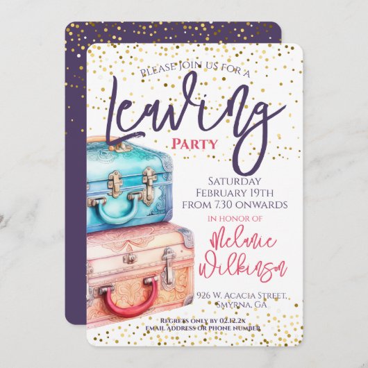 Verlassend Party-Kofferraumreise Einladung (Vorne/Hinten)