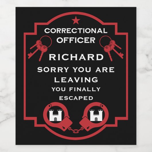 Verlassend Strafvollzugsbeamte Weinetikett (Einzelnes Label)