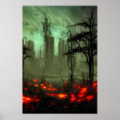 verlassene Brennstadt | AI Art Poster (Vorne)