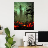 verlassene Brennstadt | AI Art Poster (Heimbüro)