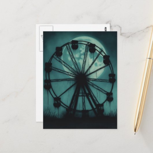 Verlassene Ferris-Riesenrad Postkarte (Vorderseite/Rückseite Beispiel)