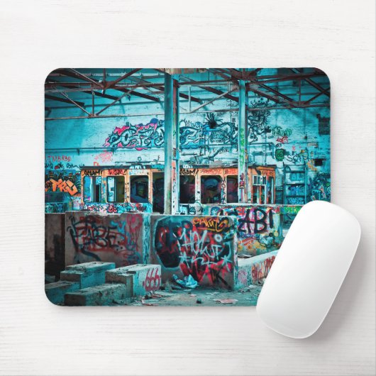 Verlassene Gebäudegraffiti-Mausunterlage Mousepad (Mit Mouse)