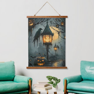 Verlassene Senke – Halloween Nacht Wandteppich Mit Holzrahmen