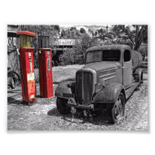 Verlassene Vintage-Ute-Fotografie Monochrom Fotodruck