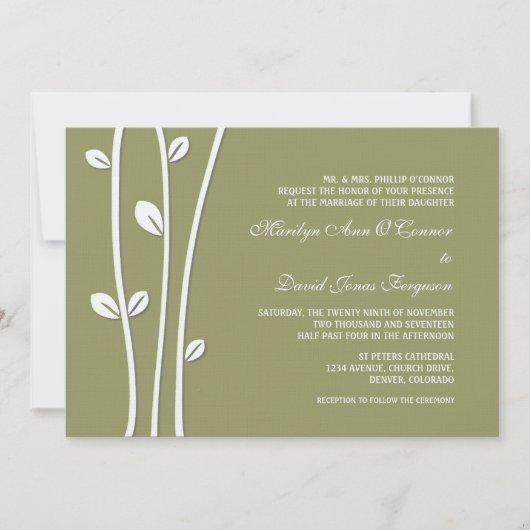 Verlassene weiße Zweige Hochzeit Einladung (Vorderseite)