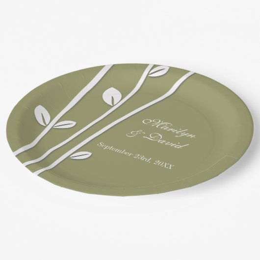 Verlassene weiße Zweige Pappteller (Schrägansicht)