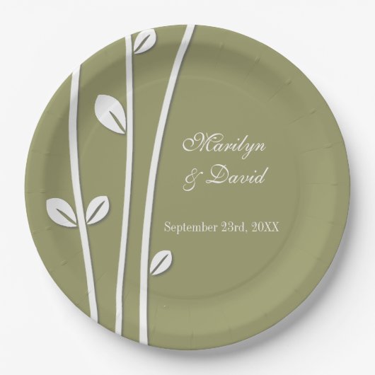 Verlassene weiße Zweige Pappteller (Vorderseite)