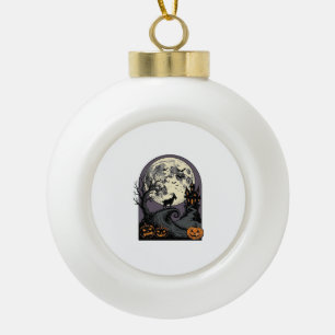 Verlassene Ziege Mond Vintage Halloween Silhouette Keramik Kugel-Ornament