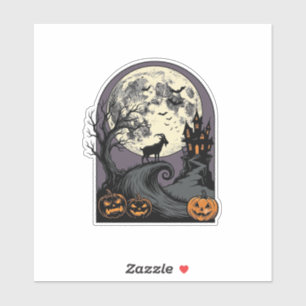 Verlassene Ziegenmond-Vintage-Halloween-Silhouette Aufkleber