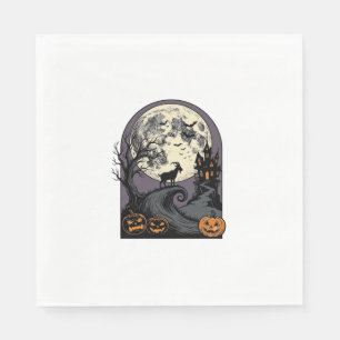 Verlassene Ziegenmond-Vintage-Halloween-Silhouette Serviette