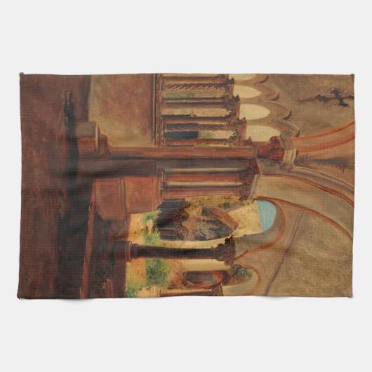 Verlassener Klosterhof Geschirrtuch (Horizontal)
