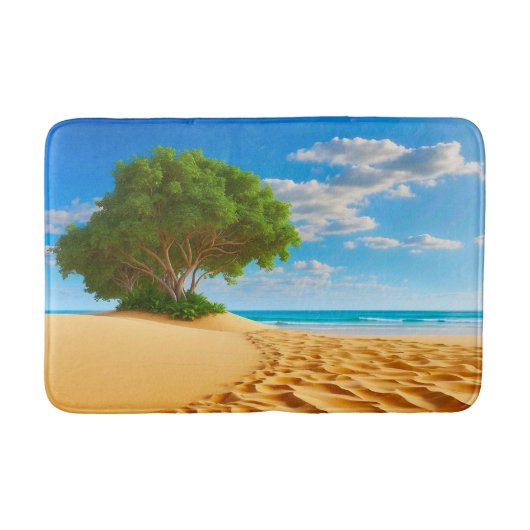 Verlassener tropischer Insel-Sandstrand Badematte (Vorderseite)