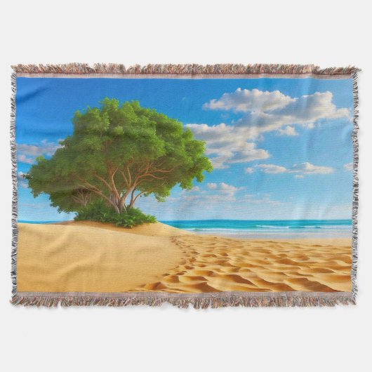 Verlassener tropischer Insel-Sandstrand Decke (Vorderseite)