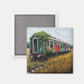 Verlassener, von Efeu und Graffiti überwachsener Z Magnet (Vorderseite/Rückseite)
