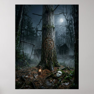 Verlassener Waldcamp Mitternacht Poster