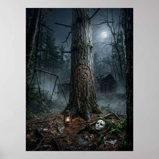 Verlassener Waldcamp Mitternacht Poster (Vorne)