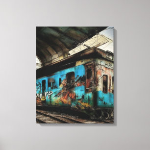 Verlassener Zug mit Graffiti Urban Street Art Leinwanddruck