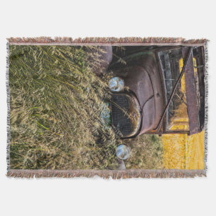 Verlassenes altes Auto im hohen Gras Decke