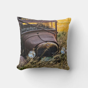 Verlassenes altes Auto im hohen Gras Kissen