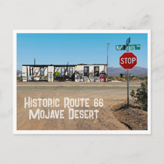 Verlassenes Gebäude, Route 66, Mojave-Wüste, CA Postkarte