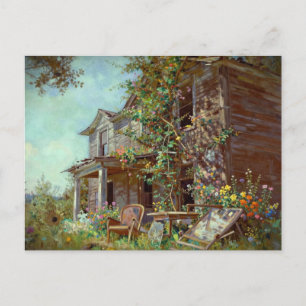 Verlassenes Haus in Iowa Möbel im Hof Postkarte