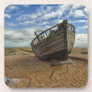 Verlassenes hölzernes Fischerboot   Dungeness Getränkeuntersetzer