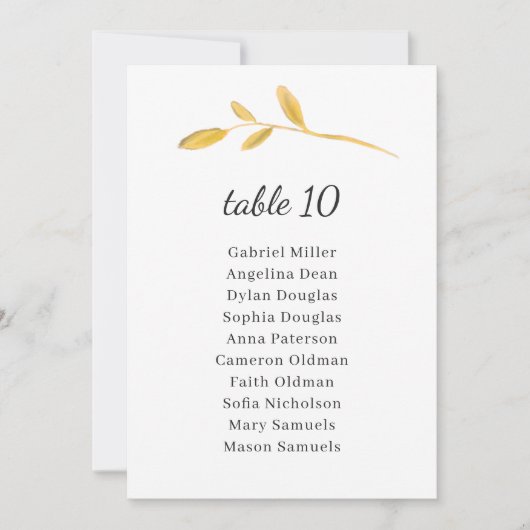 Verlasst Oliven. Klassische Tischnummer mit Sitzge (Vorderseite)