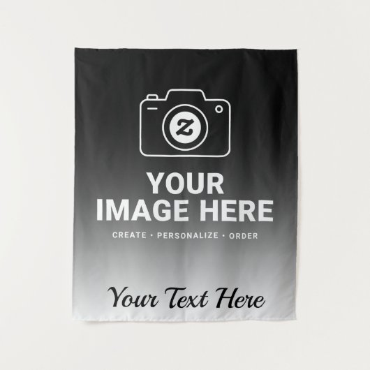 Verlauf Bild und Text Wandteppich (Vorderseite)