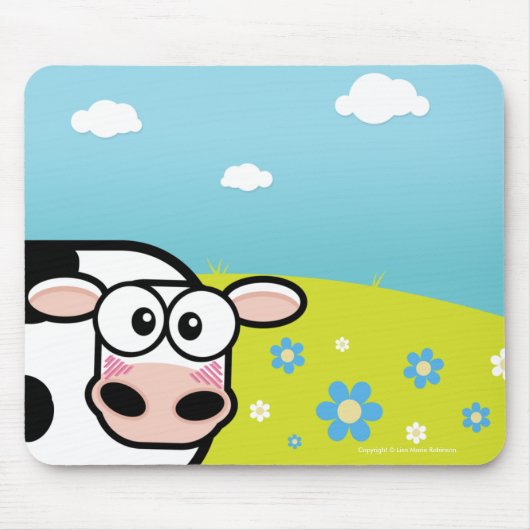Verlegene Cartoon-Kuh Mousepads (Vorne)