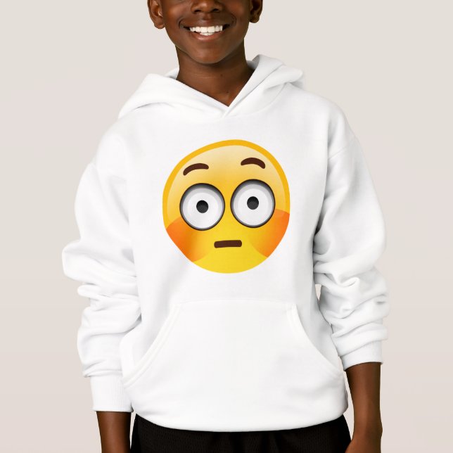 Verlegenes Emoji mit spülten Backen Hoodie (Vorderseite)