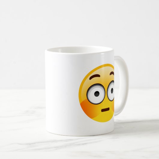 Verlegenes Emoji mit spülten Backen Kaffeetasse (VorderseiteRechts)