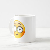 Verlegenes Emoji mit spülten Backen Kaffeetasse (Vorderseite Links)