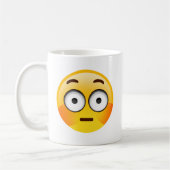 Verlegenes Emoji mit spülten Backen Kaffeetasse (Links)
