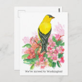 Verlegung der Ankündigung Washington Goldfinch Blu Postkarte (Vorne/Hinten)