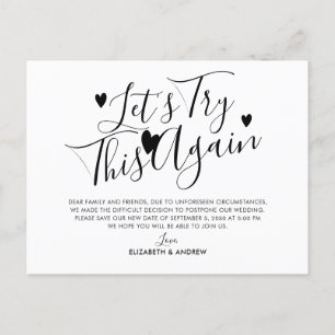 Verlegung des Termins für Hochzeiten Ankündigungspostkarte