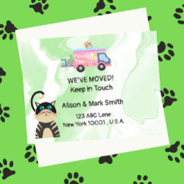 Verlegung eines neuen Hauses mit Katze Postkarte