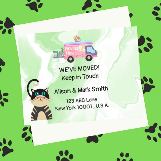 Verlegung eines neuen Hauses mit Katze Postkarte